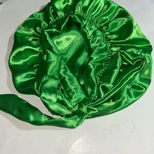 Green Satin Hair Bonnet